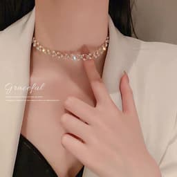 image-High-end French Pearl Zircon Necklace Red - Alloy Jewelry