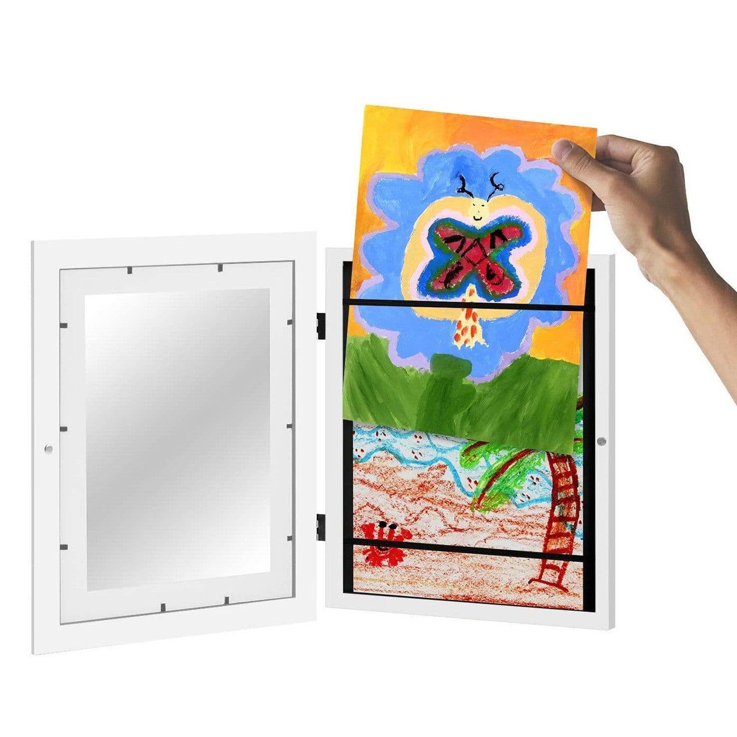 image-2023 cross-border new hot wooden oil painting storage box children flip photo frame picture frame Kids Art Frames