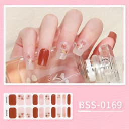 image-Cross-border 2023 European and American Gel Nail Sticker Waterproof 3D Bronzing Flower UV Phototherapy Semi-curing Nail Sticker Wholesale