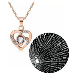 image-I Love You Projection Necklace - Titanium Steel Rose Gold