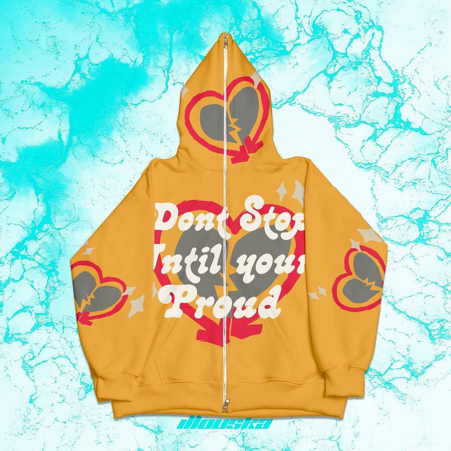 image-Zhongshan Millennium Y2K Hoodie - Yellow XXL Gothic Print Zipper