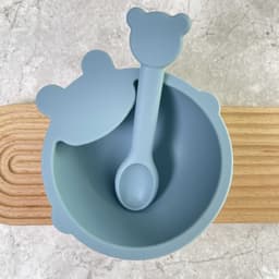image-Baby Silicone Bowl Set - Fork & Spoon for 12+ Months