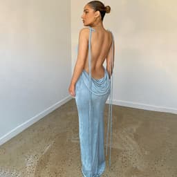 image-Summer Halter Neck Dress - A Line Long Skirt 2022 Elegant Temperament