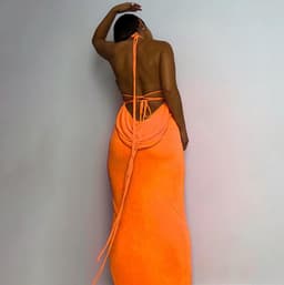 image-Summer Halter Neck Dress - A Line Long Skirt 2022 Elegant Temperament