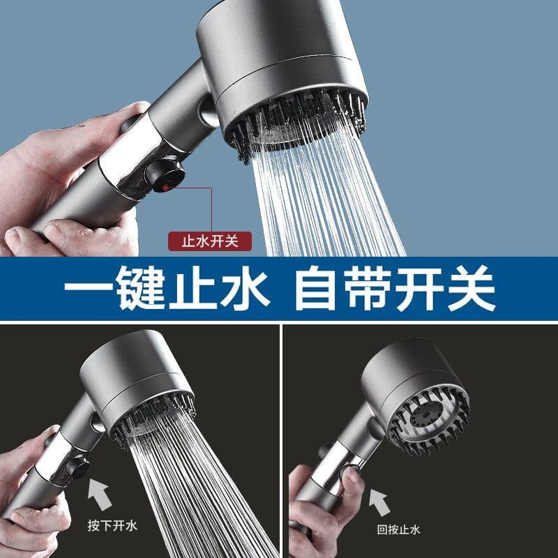 image-Shower Head Set with Handheld Bracket - Gray ABS