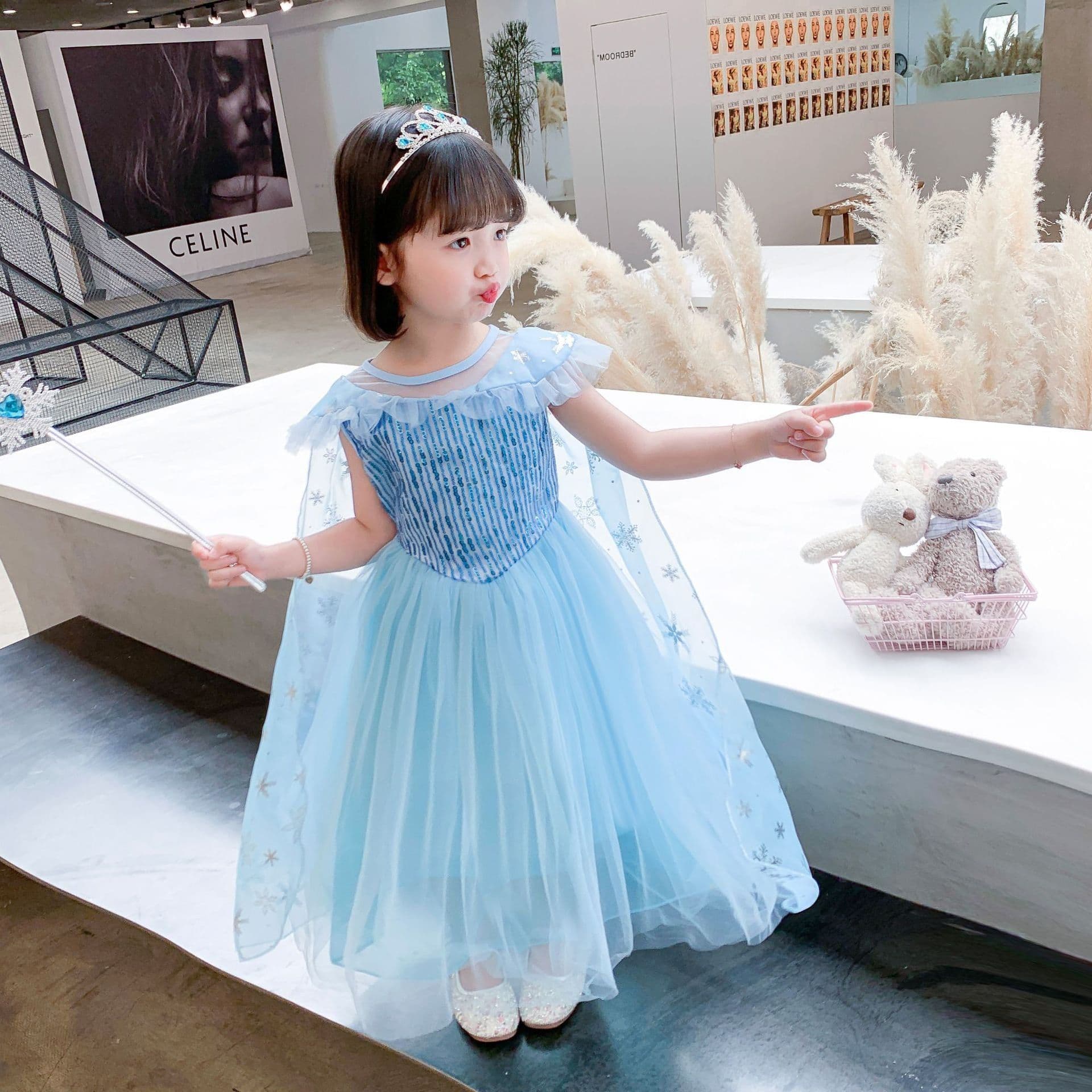 image-Frozen Elsa Princess Dress Girls Halloween Costume
