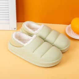 image-Waterproof Cotton Slippers Women Winter Bag Heel Home Furnishing Plush Thick Bottom Indoor Confinement Warm Cotton Shoes Men Wholesale
