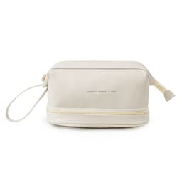 image-Portable Cosmetic Bag - Black PU Leather Pillow