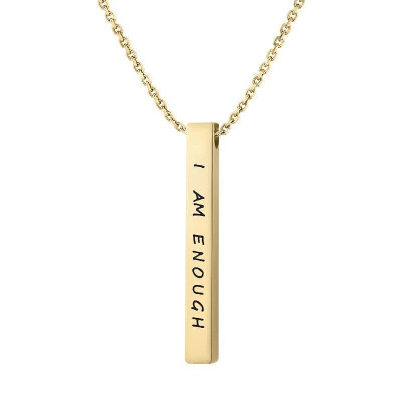 image-Titanium Steel Three-Dim Pillar Necklace Rectangular Letter Pendant, Blank Black