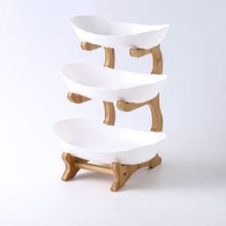 image-Answer Qi Fruit Plate - Plastic Wooden Frame - Beige - Two/Three-Layer - Modern Minimalist