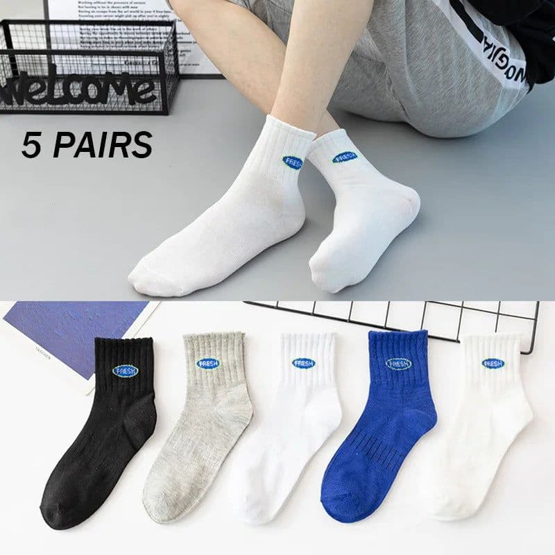 image-Men's Ankle Socks - Breathable Cotton Sports Socks