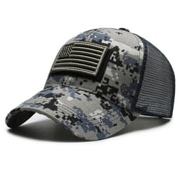 image-American Flag Baseball Cap - Blue Mesh Men's Outdoor Velcro Cap