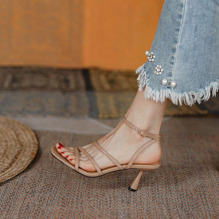 image-Peggy Roman Sandals - Square Toe Apricot 40