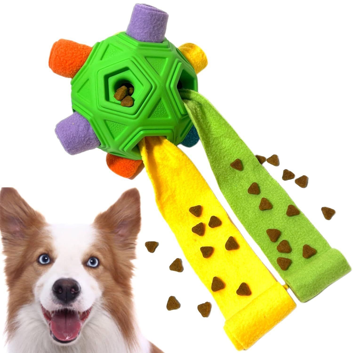 image-Sniffing Ball Dog Toy - Rainbow TPR Rubber Fleece