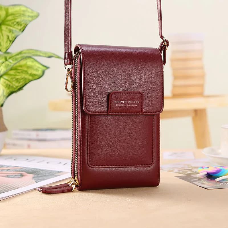 image-2022 new touch screen mobile phone bag female small oblique cute mobile phone small bag fashion wallet vertical section