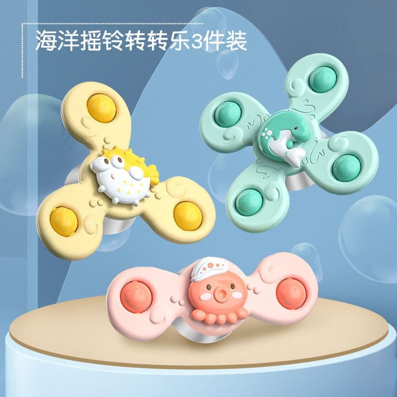 image-Bubble Spin Suction Cup Bath Toy Set - 3pc for Babies