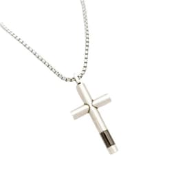 image-Stainless Steel Cross Pendant Necklace - Silver Hip Hop