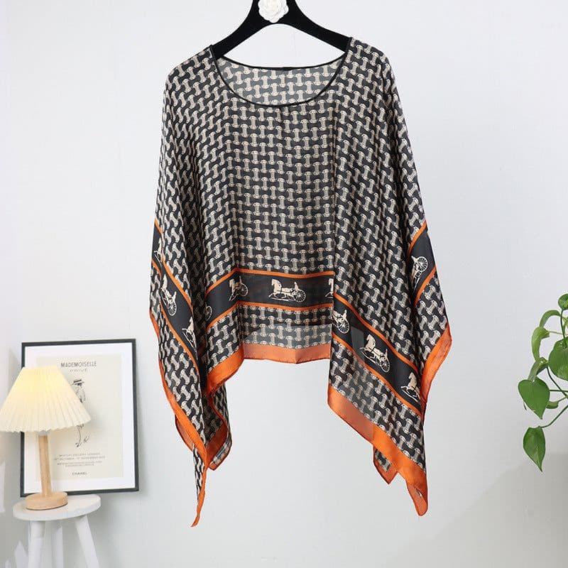image-Silk Scarf Shawl - Women's Summer Sunscreen Large