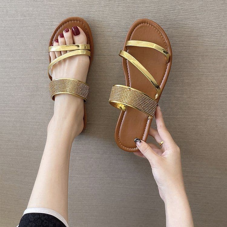image-Chocolate Women's Slippers - Gold Casual Size 43
