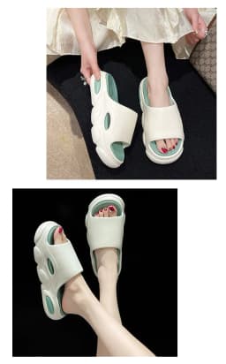image-High-heeled couple sandals and slippers for women summer outdoor casual sports fashion internet celebrity comfortable soft bottom thick bottom beach