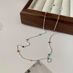 image-S925 Sterling Silver Rainbow Bean Necklace