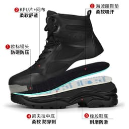 image-Safety Work Shoes Men High-Top Steel Toe Anti-Smash