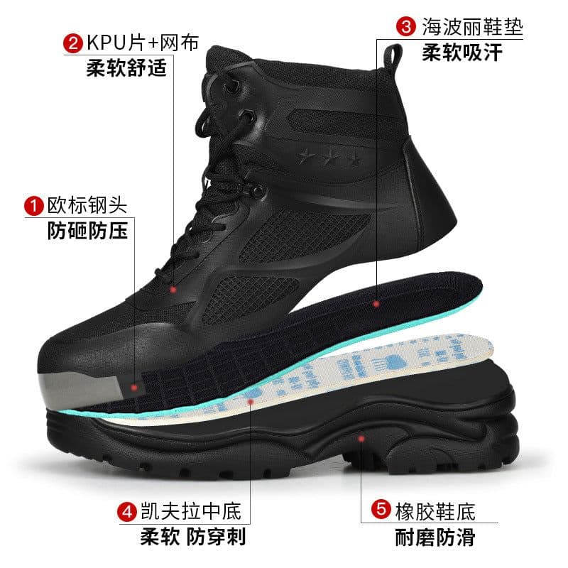 image-Safety Work Shoes Men High-Top Steel Toe Anti-Smash