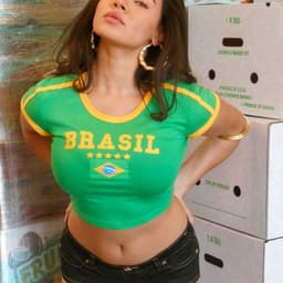 image-European American Y2K Blue Crop Top - Slim Fit