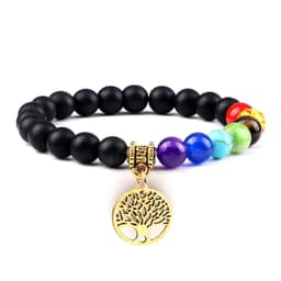 image-European and American cross-border foreign trade creative 8mm bead bracelet Volcanic lava hand string wooden beads alloy tree of life pendant