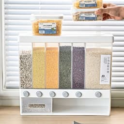 image-Household Japanese-style wall-mounted rice storage box moisture-proof and insect-proof sealed pull miscellaneous grain tank large capacity multi-compartment miscellaneous grain rice bucket