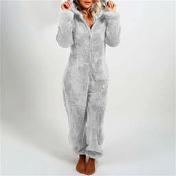 image-Women's Hooded Jumpsuit Fleece - Light Purple 5XL