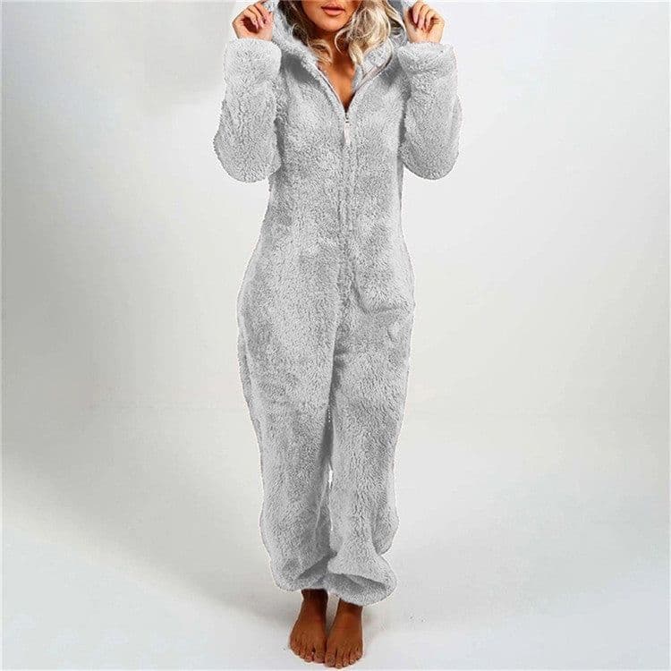 image-Women's Hooded Jumpsuit Fleece - Light Purple 5XL