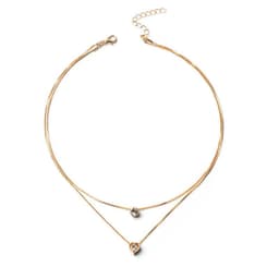 image-Cross-border hot-selling double-layer diamond-encrusted love drop pendant necklace women's multi-layer collarbone chain necklace jewelry wholesale