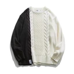 image-Couple Sweater - Color Block Knit Dark Style