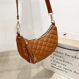 image-Women's Rhombus Embroidered Shoulder Bag