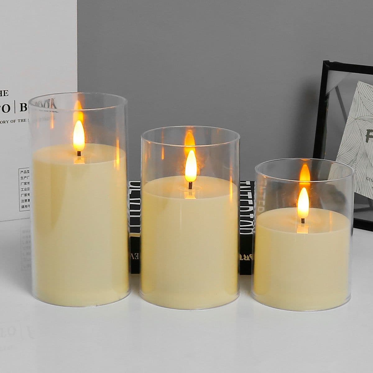 image-Zhu Sheng LED Candle - White Cylindrical Christmas LED Candle Set of 3