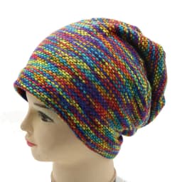 image-Knitted Beanie Hat - Colorful Grid Windproof Unisex