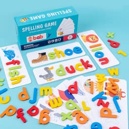image-Wooden Spelling Word Game for Kids, English Letter Recognition, 22.5*6*9cm