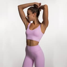 image-Autumn and winter European and American lulu original nylon nude yoga suit thin shoulder beautiful back bra high elastic sports trousers