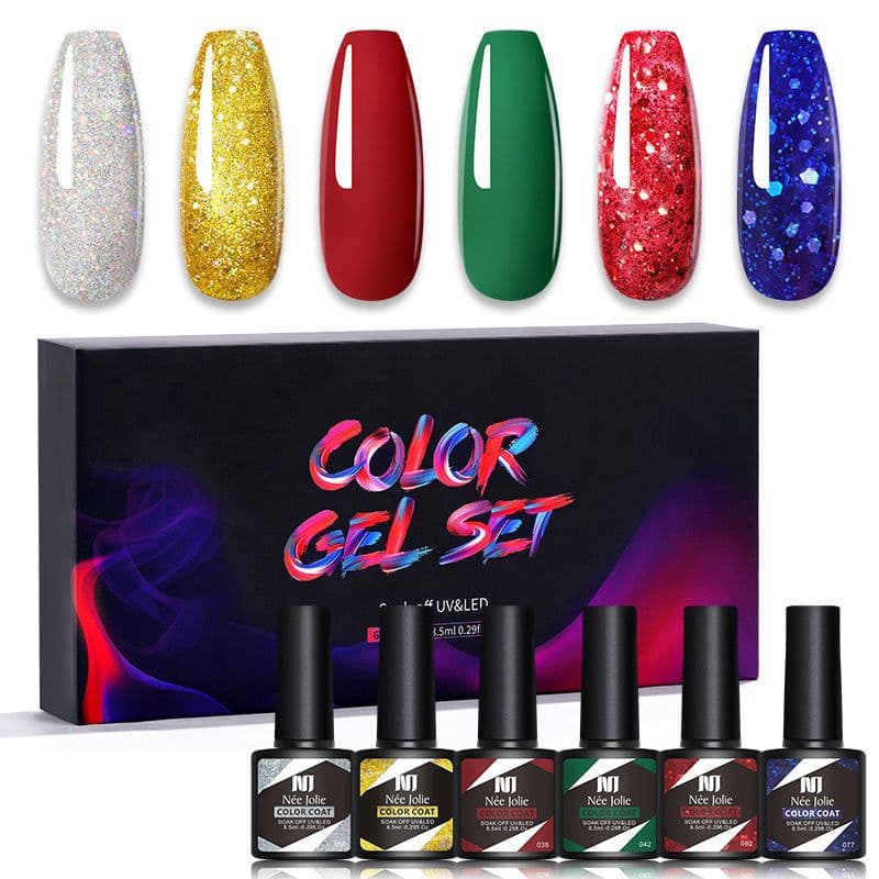 image-Nee Jolie UV Gel Nail Polish Set - 6 Colors 8.5ml