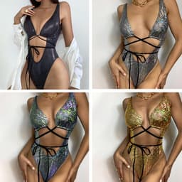 image-IPL Silver One-Piece Swimsuit - PU Leather XL