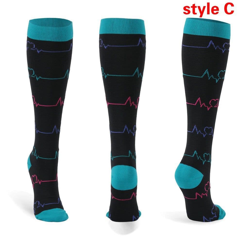 image-Cross-border Nurse Leggings Cute Long Tube Women's Socks Sports Cartoon Plaid Leopard Print Sports Pressure Socks Spot Wholesale
