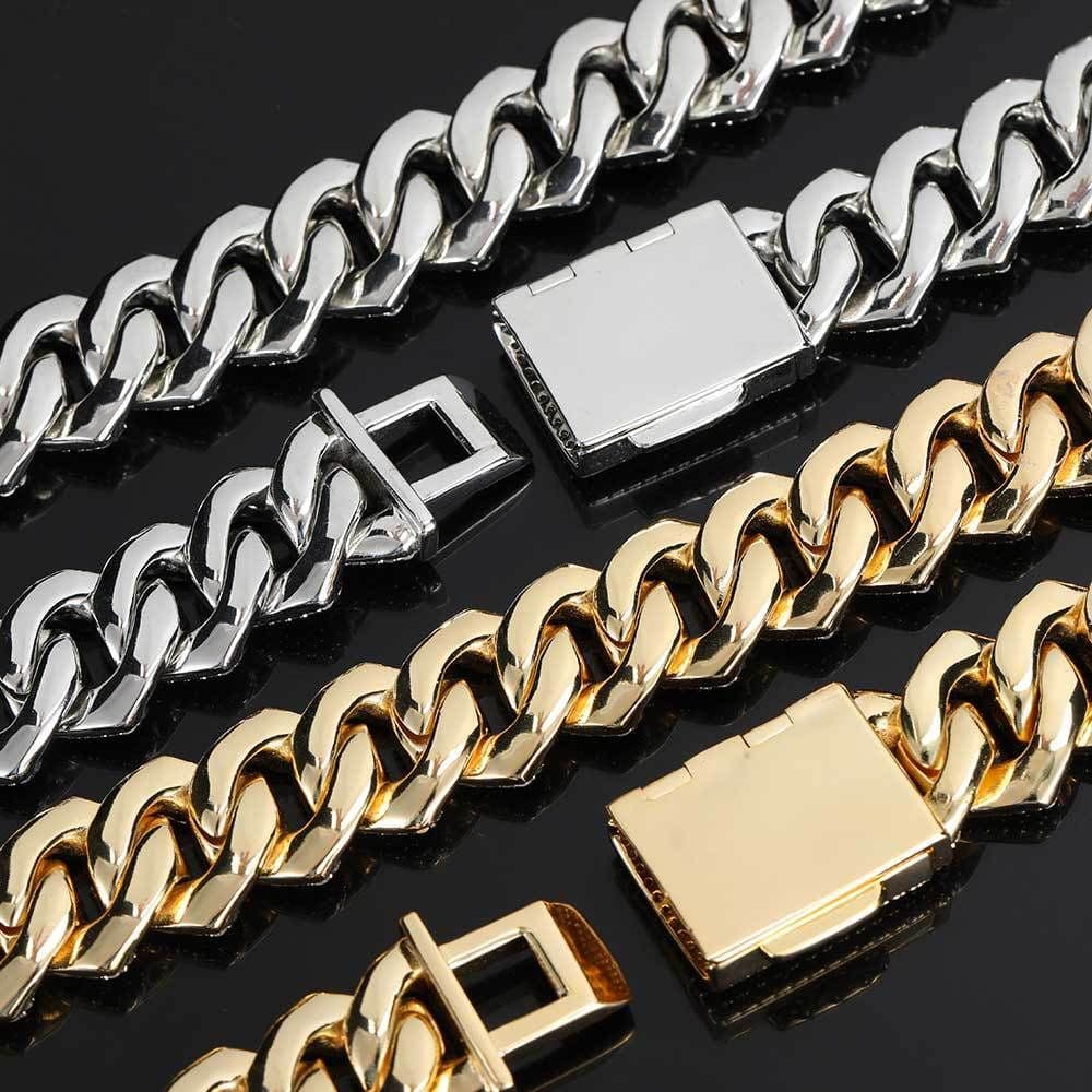 image-Europe and the United States 20mm diamond-studded hip-hop Cuban chain necklace HIPHOP street fashion full of zircon men's large gold chain