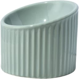 image-Cat Ceramic Bowl - Light Green Striped High Feet