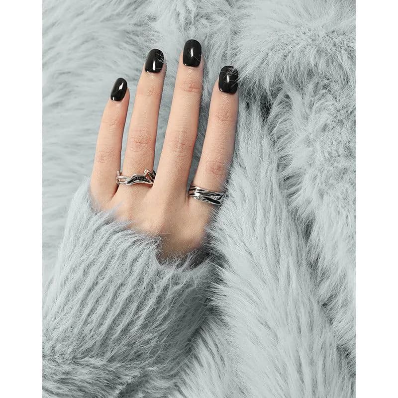 image-S925 Sterling Silver Open Ring - Black