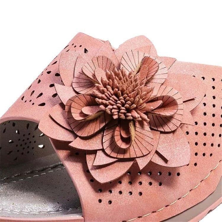 image-Women's Large Size Flower Wedge Sandals, 2021 EU Fashion, Navy Blue, 43