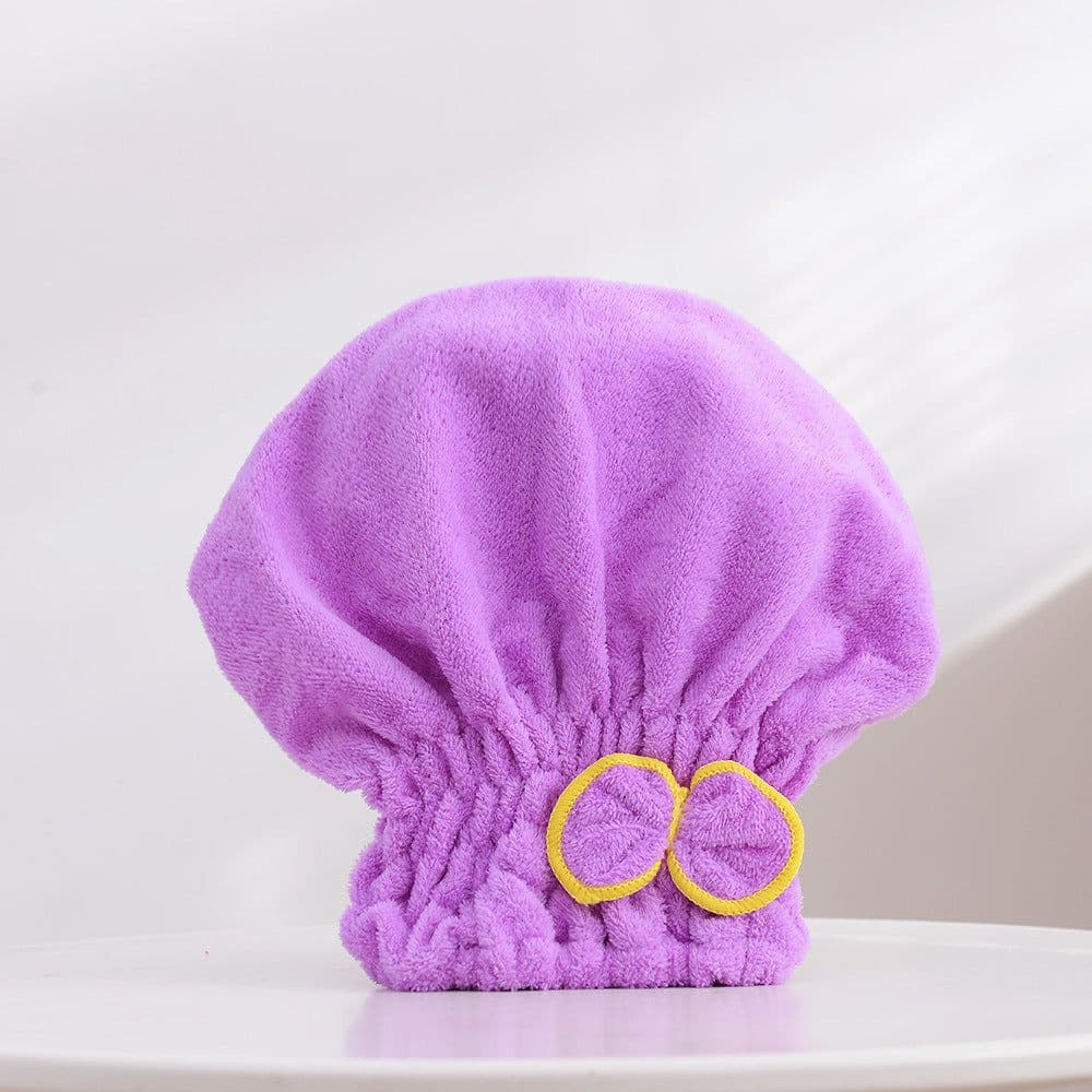 image-Coral Velvet Shower Cap - Purple 25x24cm