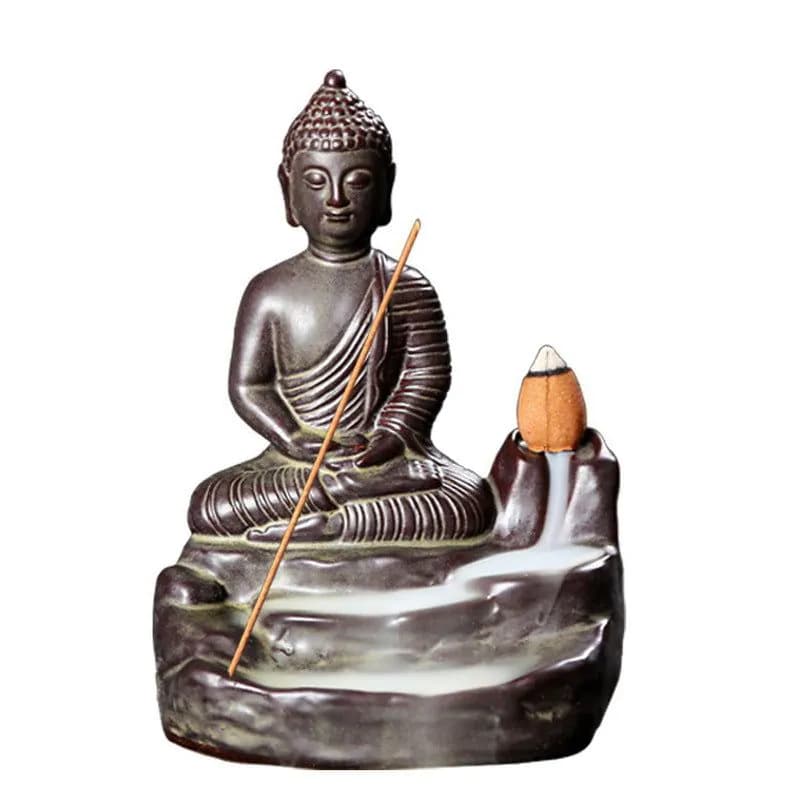 image-Kuqi Zisha Indoor Home Decoration Figure Maitreya Buddha Buddha Margin Hand-painted Gold Incense Incense Back Incense Burner Incense Road