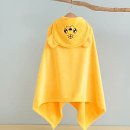 image-Bo Chuhui Long-eared Monkey Hooded Bathrobe - Purple Coral Fleece