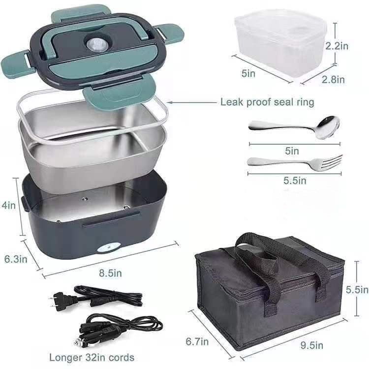 image-Car-Mounted Heated Lunch Box - Dual-Use, Portable, Insulated Mini